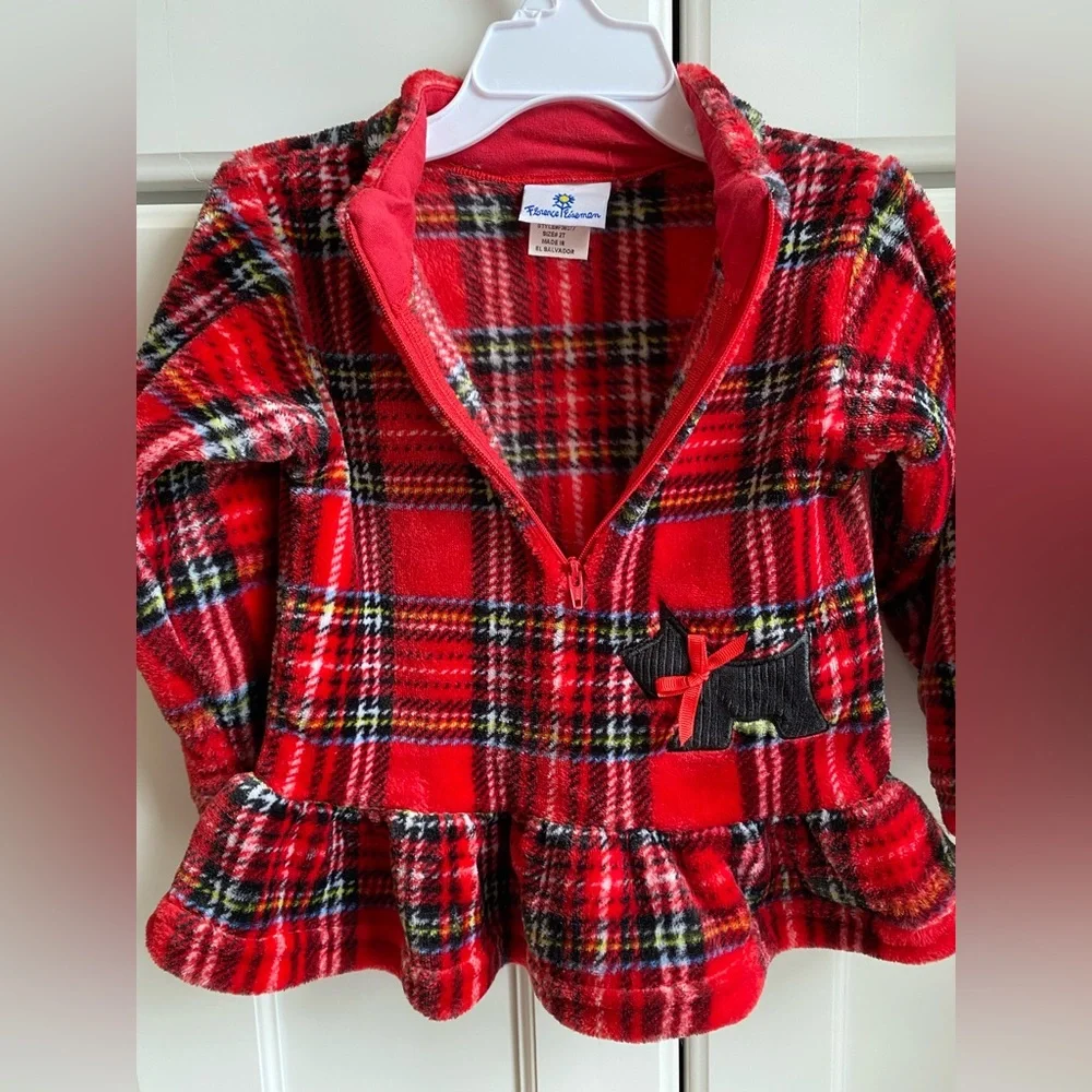Florence Eiseman toddler girl plaid holiday tunic / sweater / quarter-zip - Picture 4 of 7